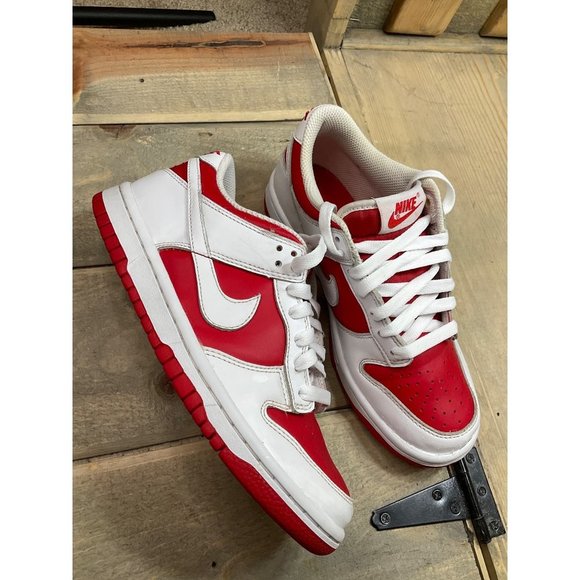 NIKE Dunk Low Championship Red White Size 4.5Y (2021) CW1590-600 - Picture 9 of 10